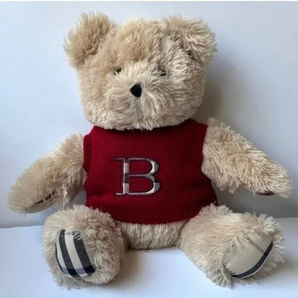 Rare Burberry Fragrance Teddy Bear Plush Iconic Nova Check Plaid B Sweater - Picture 1 of 9